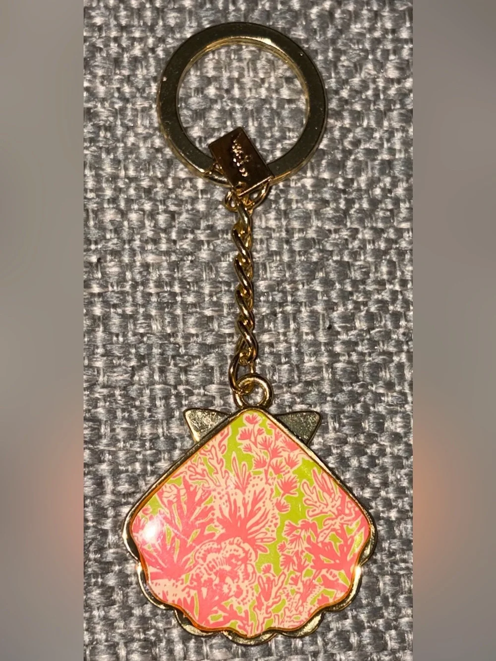 Lilly Pulitzer Pink and Lime Shell Charm Keychain